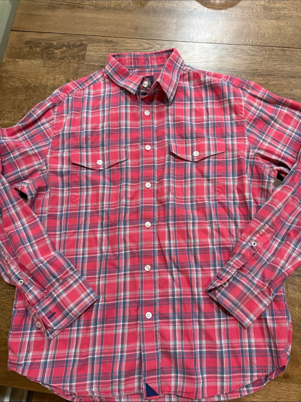 UNTUCKit Shirt Mens M Red Blue White Plaid Casual Office - Picture 1 of 7